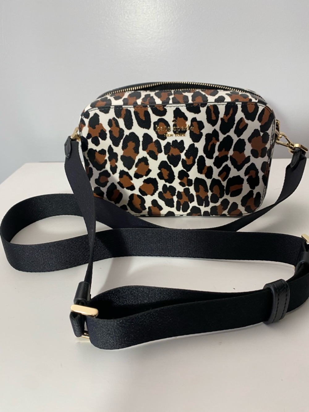 kate spade Madison Leopard-Print Crossbody Camera Bag KI377 - Cream/Brown/Black - Picture 3 of 16